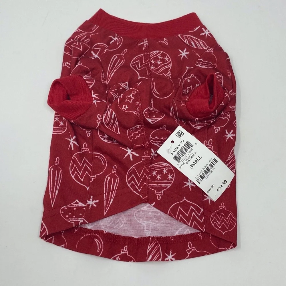 Matching Family Pet Size Small Dog Pajamas Red White Ornament Print One Piece